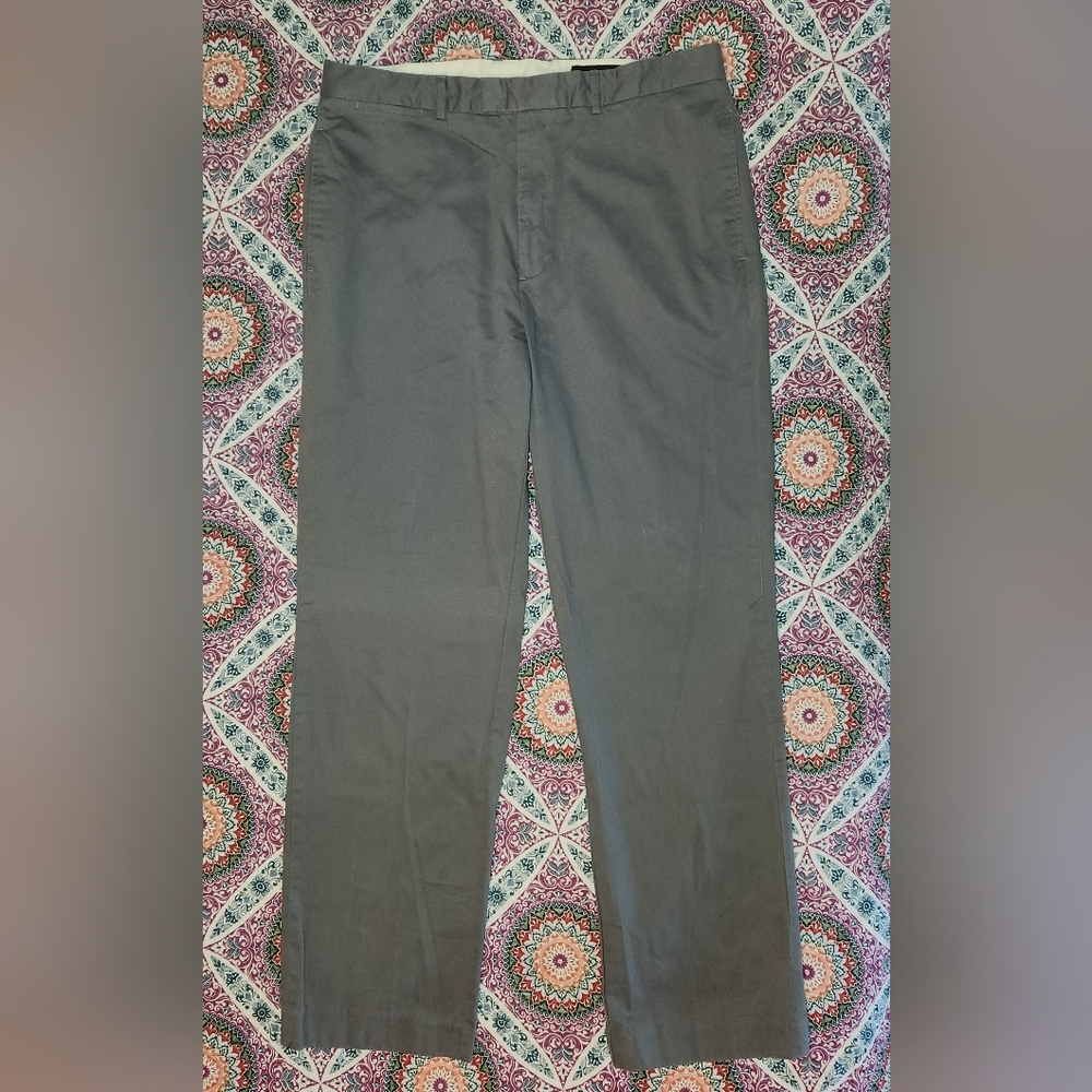 Vintage Express Mens Flat Front Dress Pants Sueded Gray - 36/34 - Fall 2001